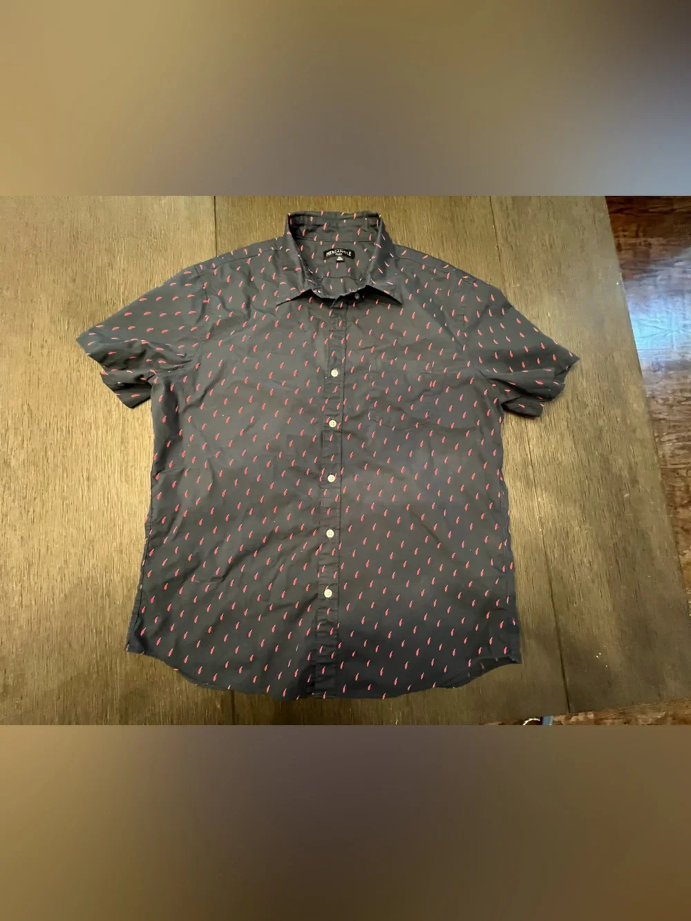 J. Crew Navy Button-Down Shirt with Red Micro Print